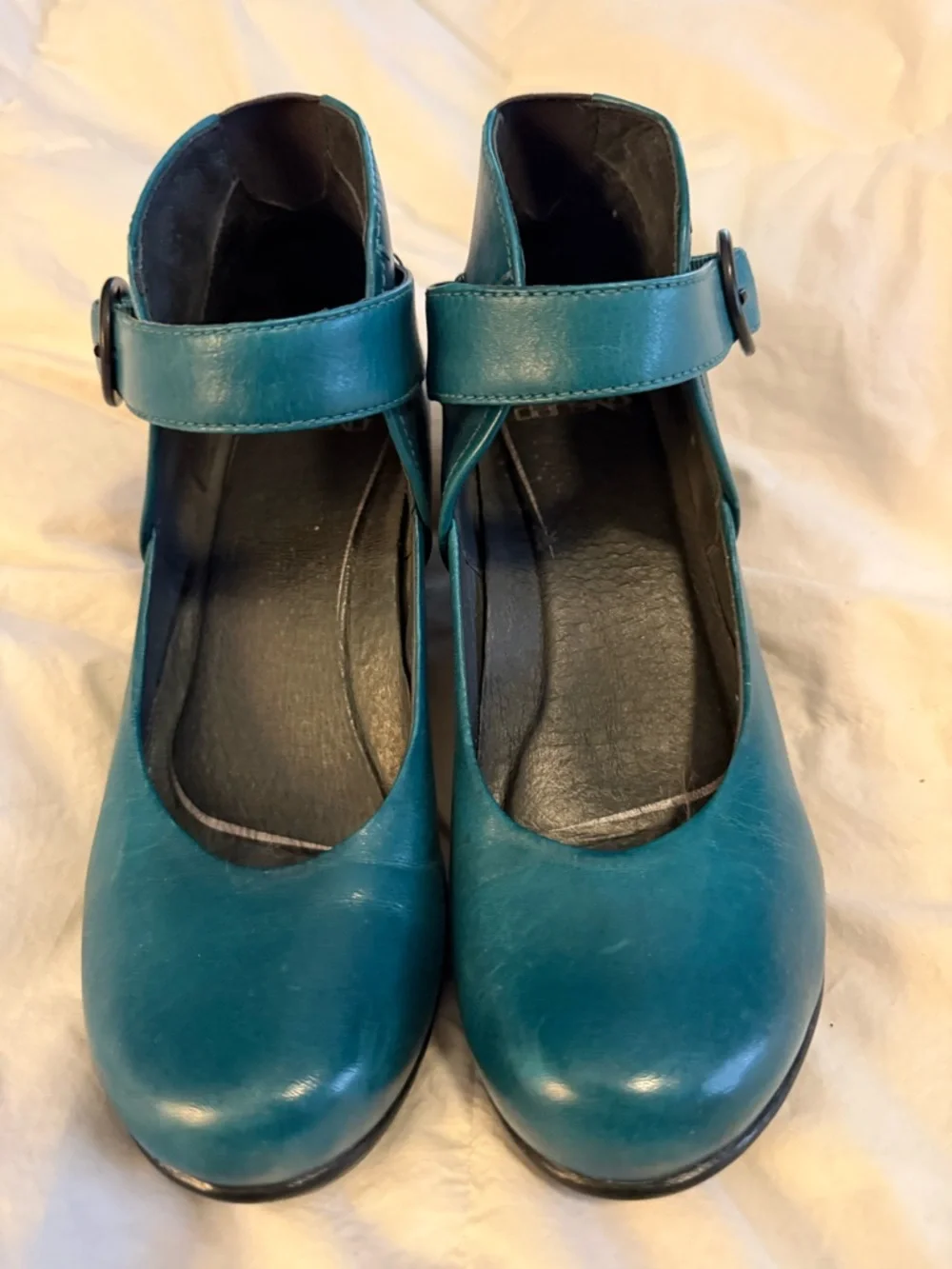 Teal Cross-Strap Mary Jane Heels - Women